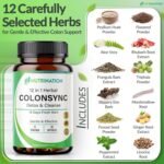 Colon Cleanse Tablets – 12-in-1 Herbal Colon Detox for Gut Cleanse & Bloating Relief | Supports Weight Loss & Regularity | Psyllium, Triphala, Aloe Vera – 15 Day Vegan Supplement - Image 3