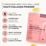 Multi Collagen Powder for Women - 10,000mg Type I, II, III, V & X Hydrolyzed Collagen Supplements for Women with Hyaluronic Acid, Vitamin C, Biotin & Copper, 30 Servings - Image 3