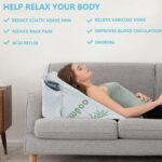 𝗣𝗿𝗲𝗺𝗶𝘂𝗺 Bamboo Bed Wedge Pillow - Deeper Sleep - Antibacterial, Breathable Contouring Support Stay Cool Memory Foam Cushion with Left Side Pockets - Image 3