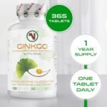 Ginkgo Biloba Leaf Extract | 365 x Easy to Swallow Tablets | Added Zinc to Boost Cognitive Functions | 24% Flavone Glycosides 6% Lactones | Suitable for Vegans. - Image 4