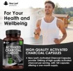 Activated Charcoal Capsules - 120 High Strength Activated Charcoal Tablets Alternative - 1040mg Per Serving, Helps Reduce Excessive Flatulence After Eating - Made in UK by New Leaf - Image 4