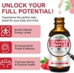 Liquid Vitamin B Complex Supplement, B Vitamins Complex - Vitamin B12 B1 B6 Niacin & Folate, 60ml, Raspberry Flavour - Supports Brain Heart Function, Elevates Mood & Energy Levels - Image 3