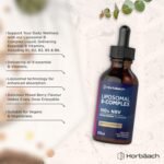 Liposomal Vitamin B Complex Liquid Drops | 60 mL | Fast Absorption | with All 8 B Vitamins (B1, B2, Niacin, Pantothenic Acid, B6, Folic Acid, B12 Methylcobalamin & Biotin) | Vegan | by Horbaach - Image 3
