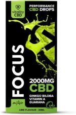 Vitality CBD Active Focus Drops with Ginkgo Biloba, Vitamin A, Guarana, 2000mg of CBD, 30ml, Lime Flavour, NO THC - Image 3