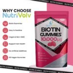 Biotin Gummies 10,000mcg | 60 Vegan Gummies | 60 Day Supply | for Hair Growth & Skin & Nails Health | Natural Peach Flavour | Vitamin B7 Gummies | Gelatine Free | Sugar Free | Non-GMO | by NutriVolv - Image 3