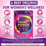 Female Power Organ Complex Capsules, 6 Grass-Fed Organs, Natural Hormone Support Energy Boost & Skin, Nails, 60 Capsules - Image 4