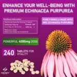 Premium UK Echinacea Whole Plant Extract Tablets 240 Tablets of Maximum Strength 4000mg | Double Extraction for Advanced Immune Support, Non-GMO, Made in The UK - Image 3
