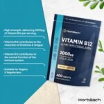 Vitamin B12 Tablets High Strength 2000mcg with Folic Acid | 400 Count | Vitamin B12 as Methylcobalamin | Vegan Supplement | by Horbaach - Image 3