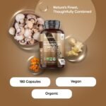 WeightWorld Organic Mushroom Complex | 180 Vegan Capsules | Lions Mane Mushroom, Cordyceps, Shiitake, Reishi, Chaga, Maitake & More | Added Turmeric & Ginger | Gluten-Free & Non-GMO | Made in EU - Image 3