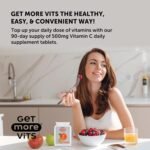 Get More Vits - Vitamin C 500mg Tablets (90 Tablets), Promotes Stronger Immune System, Strengthens Body's Natural Defences, Supports Faster Iron Absorption, Food Supplement, Vegetarian, Vegan - Image 3