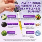 Cortisol & Stress Support Supplement Drops for Adults with Ashwagandha, L-Theanine & Magnesium, Natural Blueberry Flavour, 60ml - Image 3