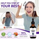 Cortisol & Stress Support Supplement Drops for Adults with Ashwagandha, L-Theanine & Magnesium, Natural Blueberry Flavour, 60ml - Image 5