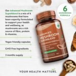 Nutravita High Potency Mushroom Complex 14400mg Superblend with Lions Mane - 6 Mushroom Complex with Chaga, Cordyceps, Shiitake, Reishi, Maitake and Lions Mane - 180 Vegan Capsules - Made in The UK - Image 3