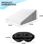 KATKLU Adjustable Bed Wedge 50×50×26cm, Pillow Memory Foam Back Support Cushion for Acid Reflux, Snoring, Post Surgery Recovery & Reading – Orthopedic Set-with Free 3D Sleep Mask - Image 3