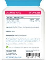 Health4All Vitamin B2 Riboflavin 400mg Migraine Support 120 Capsules 4 Months Supply, High Strength VIT B2 400mg Riboflavin Supplement, No Additives, Non-GMO, Gluten Free | Made in UK - Image 5