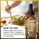 Maca Root Liquid Drops with with Ashwagandha, Fenugreek, Beet Root and L-Arginine - High Strength 60ml Vegan for Energy Support for Women & Men - Support Mood, Energy & Fitness - Image 6