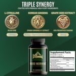 99% Pure L Citrulline with Korean Panax Ginseng & Grape Seed Extract | Male Enhancing Supplement | High Strength Triple Action Men's Performance Booster (90 Capsules, 30-Day Supply) - Image 3