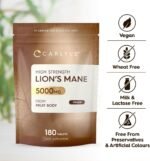Lions Mane Supplement 5000mg | High Strength Lions Mane Supplement | from Fruit Body | 180 Vegan Tablets | Mushroom Extract | by Carlyle - Image 5