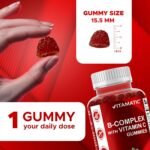 Vitamatic Vitamin B Complex Gummies with Vitamin C & Inositol - Natural Strawberry Flavor - 60 Gummies - Image 4