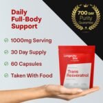 Trans Resveratrol 1000mg – 60 Capsules – 99% Pure, Vegan & Non-GMO – Third-Party Tested Antioxidant for Heart, Brain & Longevity Support - Image 4