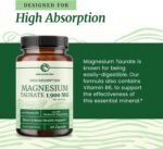 Magnesium Taurate 1900MG | Heart Health & Nervous System Support | 150MG Elemental Magnesium Per Serving | High Absorption Mag Taurate with Vitamin B6 & BioPerine | Non-GMO | 60 Ct (1 Month Supply) - Image 4
