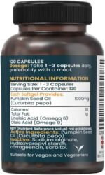 Pumpkin Seed Oil Capsules | Vegan Cold Pressed | 120 Softgels | High Strength 3000 mg | Omega 6 & 9 | Supports Hair Health, Urinary, Bladder & Prostate Wellness HERA VITALITY - Image 3