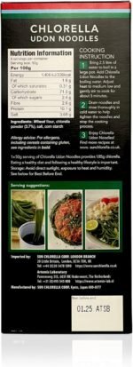 Sun Chlorella Japanese Udon Noodles Chlorella Green Algae Instant Healthy Boost for Soup, Pasta, Stir Fry Bowls - Dry, Ready to Cook - Vegan, Vegetarian - 7 oz 200g (4 Servings) - Image 3