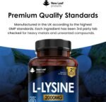 L-Lysine Tablets 2000mg - High Strength Lysine Nutritional Supplements - Essential Amino Acid L Lysine - 120 Vegan Lysine Tablets 2 Month Supply Made in The UK by New Leaf - Image 5