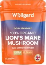 Wellgard Organic Lion's Mane Mushroom Powder 90 Grams - Mushroom Supplement, Dual Extract, Easy to Use, Certified Organic - Image 3