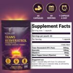 Trans-Resveratrol 500mg | 99% Pure | High Absorption with Quercetin, Vitamin C & BioPerine® | Longevity Supplement | Antioxidant & Anti-Aging Support | Heart & Cellular Health | 60 Capsules - Image 3