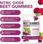 Beet Root Gummies for Blood Pressure, Heart Health Support, Energy Level Suport, Promoting Nitric Oxide, Enriched with 200mg CoQ10 & Beet Root Extract, Vitamin B12, C, Sugar-Free | 90 Chews - Image 3