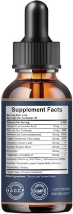 Lymph System Support Supplement - with Dandelion Extract, Zine, Burdock Powder - Reduce Lymph Swelling - Artichoke Lymphatic Drainage & Liver Repair Supplement - 60ml - Image 8
