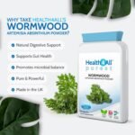 Health4All Wormwood 250mg 90 Capsules, Purest Vegan Artemisia Absinthium Supplement for Adults | Intestinal Cleanse, Supports Bile Production | Made in UK - Image 3