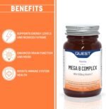Quest - 60x Mega Vitamin B Complex Tablets. High Strength Vitamin B1-B2-B3-B6-B12, Biotin & C Supports Energy Production, Stress Response, Immune System & Brain Function (1 Pack) - Image 3