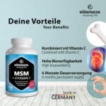MSM Capsules with Vitamin C - 360 Capsules for 6 Months - 1334 mg Daily Dose of Organic Sulfur Powder, 99.9% Pure Methylsulfonylmethane - German Quality Supplement - Image 3
