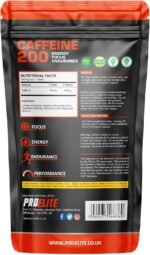 Caffeine 200mg 360 Vegan Tablets | Energy Boost & Exercise Support Pre Workout Weight Loss | Improve Focus & Alertness | Vegan UK Made | Better Than Caffeine Gels Gummies Capsules Pills PROELITE - Image 3
