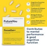 FocusZen+ Lemon Balm Capsules – 28 Focus Supplements with Vitamins for Tiredness and Fatigue – 300mg Natural Energy Supplements – Say Goodbye to Brain Fog with FutureYou Cambridge - Image 3