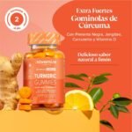 Turmeric Gummies – 4000mg High Strength Turmeric and Ginger Gummies with Curcumin, Black Pepper & Vitamin D – Tumeric Supplements Joint Support –Immunity, Muscle & Bone – Novomins - Image 3