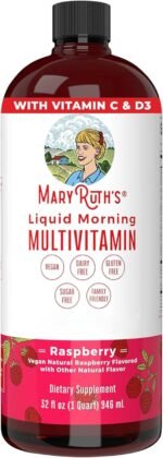 MaryRuth Organics, Liquid Morning Multivitamin Essentials+, Essential Vitamins & Minerals, Sugar Free, Raspberry Flavour, 946ml, Vegan, Gluten Free - Image 5