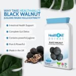 Health4All Black Walnut Hulls 2000mg 90 Capsules, Strongest Black Walnut Green Hull Capsules for Intestinal Health, Cleanse & Detox, Vegan, Purest: no additives | Made in UK - Image 3