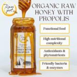 RAW POT - ORGANIC HONEYDEW HONEY WITH PROPOLIS - Natural Raw Pure Unpasteurised Honey Rich in Antioxidants for Immunity Support, Skin, Digestive Health | Smooth and Silky | For Kids And Adults (300g) - Image 3