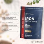 Iron Tablets High Strength 28mg | 400 Tablets (6+ Months Supply) | Supplement for Men & Women | Elemental Iron from Ferrous Bisglycinate | by Horbaach - Image 3