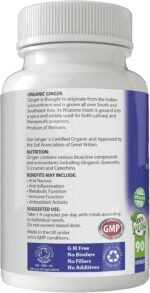 Organic Ginger for Digestive Health & Inflammation | 500 mg x 90 Capsules | 100% Pure Soil Association Certified | Gluten Free | GM Free | Vegan - Image 3
