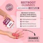Beetroot Gummies 1500mg – Nitric Oxide & Blood Pressure Support with Grape Seed Extract & Vitamin B12 – Vegan Beetroot Supplement for Energy & Circulation – Strawberry Flavour – 30 Day Supply - Image 3