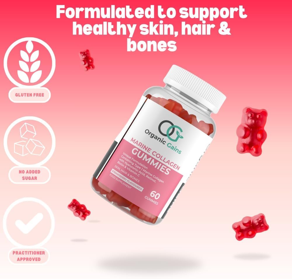 OG Marine Collagen Gummies with Hyaluronic Acid, Retinol, Biotin and Vitamin C + E | Superior Type 1 Hydrolysed Collagen Peptides Formulated by UK Healthcare Practitioners for Youthfulness - Image 3