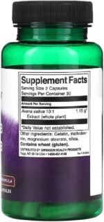 Swanson - Avena Sativa, 575mg | Energy and Vitality Support - 60 Capsules - Image 3
