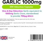 Lindens - Garlic 1000mg - 200 Odourless Capsules - UK Made - One-A-Day - Standardised to Provide 700mcg Allicin (Equivalent to 1000mg Fresh Garlic) - 6+ Months Supply - GMP & Letterbox Friendly - Image 3