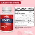 CoQ10 with L-Glutathione 1000mg Capsules - 100% Fermented Coq10 Supplement (2 Pack), High Absorption, Super Strength Coenzyme Q10, Antioxidant Supplements, Soy-Free, Glute-Free, Non-GMO, Vegan - Image 5
