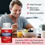 CoQ10 with L-Glutathione 1000mg Capsules - 100% Fermented Coq10 Supplement (2 Pack), High Absorption, Super Strength Coenzyme Q10, Antioxidant Supplements, Soy-Free, Glute-Free, Non-GMO, Vegan - Image 6