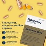 Turmeric+ Gold Supplement – 28 Turmeric Capsules High Strength – Curcumin Capsule Patented Meriva Formulation with Vitamins C & D – Tablets for Bones, Joints & Muscles by FutureYou Cambridge. - Image 4
